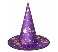 Witch Hat for Women Halloween Hat with Gold Star Party Hats for Adults Halloween Costume Accessories Tgz539 (Purple, 38x36cm)