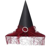 Witch Hat, Halloween Women's Witch Hat, Wizard Hats, Wicked Witch Hat(Dark red)