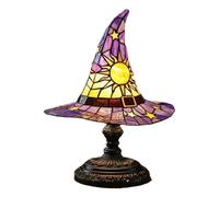 Witch Hat Lamp - 11.81 Inches Lantern Spooky LED Light, Handmade Gothic, Witches Hat Bedside Lamp | USB-Powered Stained Glass Gothic Sculpture - for Reading Studying Teens Students