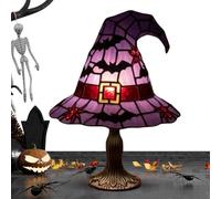 Witch Hat Lamp | Gothic Lamp,Resin Stained Glass Lampshade,Gothic Halloween Hat Lamps,Fun Spooky Lamps, Mystical Decor Halloween Hats Light Decoration for Indoor Party Home Nightstand Haunted