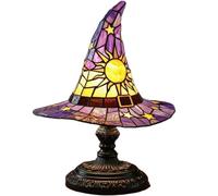 Witch Hat Lamp/Gothic Night Light - Hand-Painted Witch Hat Lights in 2 Sizes (30cm & 20cm), Halloween Party Lighting, Haunted House Decor, Bedroom Mystical Glow (Purple, Small)