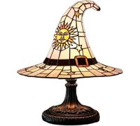 Witch Hat Lamp/Gothic Night Light - Hand-Painted Witch Hat Lights in 2 Sizes (30cm & 20cm), Halloween Party Lighting, Haunted House Decor, Bedroom Mystical Glow (White, Large)