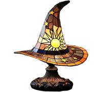 Witch Hat Lamp/Gothic Night Light - Hand-Painted Witch Hat Lights in 2 Sizes (30cm & 20cm), Halloween Party Lighting, Haunted House Decor, Bedroom Mystical Glow (Yellow, Small)