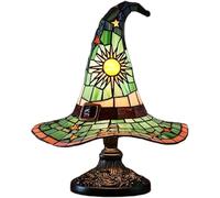 Witch Hat Lamp/Gothic Night Light - Hand-Painted Witch Hat Lights in 2 Sizes (30cm & 20cm), Halloween Party Lighting, Haunted House Decor, Bedroom Mystical Glow (Green, Small)