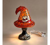 Witch Hat Lamp Halloween Decorations Resin Halloween Table Night Light | Handcrafted Witches Hat Lamp with Warm Amber Glow USB Powered No Batteries Needed Perfect Gothic Decor for Bedroom Desk Shelf
