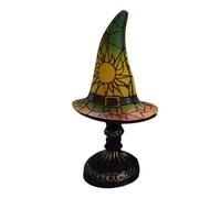 Witch Hat Lamp Resin Stained Glass Lampshade, Halloween Wizard Hat Lamp Gothic Lamps Fun Spooky Lamps, Mystical Decor Halloween Hats Light Decoration for Indoor Party Home(Green)