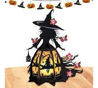 Witch Hat Lamp - Wood 22cm Halloween Witcch Laamp LED Ligght Up Witches Standing Warm | Spooky Hallooween Decoration Light for Table Desk Shelf Party Home and Seasonal Display Use