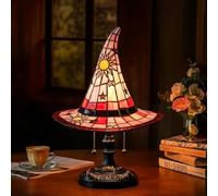 Witch Hat Lamps, 2025 Stained Glass Resin Gothic Wizard Hat Light, Handmade Witch Hat Lights, Unique Nightstand Night Light for Halloween, Haunted Mansion, Bedroom, Home Decor (D)