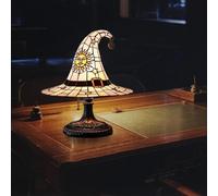 Witch Hat Lamps, 2025 Stained Glass Resin Gothic Wizard Hat Light, Handmade Witch Hat Lights, Unique Nightstand Night Light for Halloween, Haunted Mansion, Bedroom, Home Decor (E)