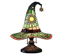 Witch Hat Lamps, Handmade Stained Glass Witch Hat Night Light Gothic Wizard Hat Shape Lamp For Bedroom Party Decor(Grün)