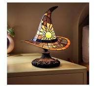 Witch Hat Lamps, Retro Resin Witch Hat Night Lamp, Gothic Wizard Hat Shape LED Lights, Bedroom Decoration Retro Resin Lamp for Bedroom, Halloween Party & Haunted House (Yellow)