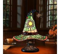 Witch Hat Lamps | Wizard Hat Gothic Lamp | Imitation Stained Glass Resin Witches Hats Shape Table Lamp for Witchy Decor | Glowing Wizards Hats Night Light Art Deco Ornaments for Whimsy Fantasy Lovers