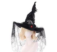 Witch Hat - Pointed Vintage Lace Headpiece | Retro Finger Bone Black Spider Ladies Witch Hat | For Masquerade Event Outdoor Embellishments Holiday