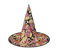 Witch Hat Popcorn Print Witch Hat for Men Women Halloween Hat Cosplay Party Decoration,Black,2PCS