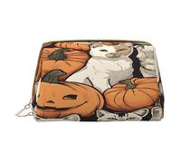 (Witch Hat) Print Pu Leather Makeup Bag with Zipper Pocket Compact Organizer for Travel/Purse
