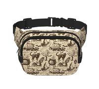 Witch Hat Print Square Double Layer functionality Waist Bag Unisex Crossbody Pack Travel Workout, Black, One Size