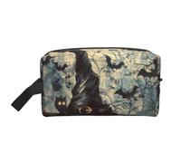 Witch Hat Printed Makeup Bag Large Travel Cosmetic Bags Waterproof Cosmetic Case Toiletry Bag Organizer for Women Mom Girls