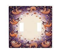 Witch Hat Sloth Halloween Quote Double Light Switch Cover Plate | Witch Hat Sloths, Autumn Leaves, Pumpkins, Fanciful Seasonal Theme, Easy Install Wall Plate