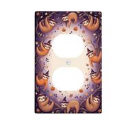 Witch Hat Sloth Halloween Quote Duplex Outlet Covers Plate | Witch Hat Sloths, Autumn Leaves, Pumpkins, Fanciful Seasonal Theme, Easy Install Wall Plate