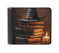 Witch Hat Spells Bi-fold Men's Wallets with 6 Card Slots Slim Travel Purse Leather Money Clip
