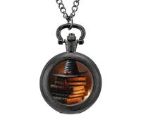 Witch Hat Spells Men's Pocket & Fob Watches Analogue Display Quartz Watch with Chain for Birthday Christmas Father's Day Black-Style