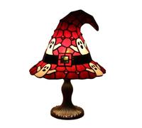 Witch Hat Table Lamp, Stained Glass Style USB Gothic Ambient Light (Red)