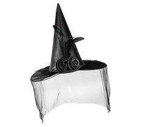 Witch Hat - Witch Costume Hats with Veil and Flower - Dress Up Headwear, Halloween Costume Accessory for Holiday Cosplay Event Gothic Gathering School Play