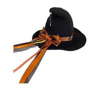 Witch Hat with Delicate Pendant for Women, Yellow | Witch Hats with Elegant Beads Tulle Long Ribbon for Women Men Teenagers Halloween Party Decorations