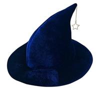 Witch Hat with Star Pendant-Elegant Wizard Costume Headwear-Lightweight,Comfortable Design-For Halloween Parties, Cosplay,Masquerade Balls (Blue Star)