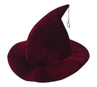 Witch Hat with Star Pendant-Elegant Wizard Costume Headwear-Lightweight,Comfortable Design-For Halloween Parties, Cosplay,Masquerade Balls (Red Star)