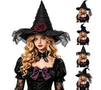 Witch Hat, Women Wizard Hats, 2026 Novelty Trendy Witch Hat | Styles Hat, One Size Black Pointed Witch Hat Headband, Halloween Costume Accessory for Gothic Vintage Party