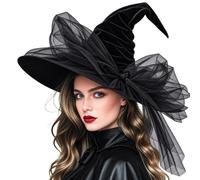 Witch Hat, Women Wizard Hats, 2026 Novelty Trendy Witch Hat | Styles Hat, One Size Black Pointed Witch Hat Headband, Halloween Costume Accessory for Gothic Vintage Party