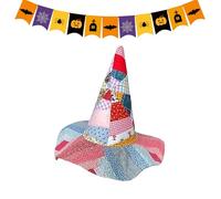 Witch Hats for Women, Vintage Halloween Quilted Witch Costume Hat, Party Headgear Cosplay Accessories for Masquerade Birthday Trick-or-Treat Photography Festival Performance Events