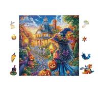 Witch Haunted House 100 Piece Pack Classic Jigsaw Puzzle Couple Puzzle Partners Ultra Difficult Wall Decor Easter New Year Paperboard Material 28x28cm