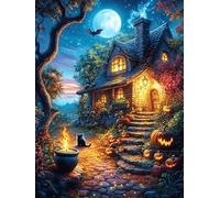 Witch House in Night 1000 Piece Complete Premium Jigsaw Puzzle Fairy Tale Oil Painting Dream Collectors Mind Relaxation Educational Decorative Puzzle Gifts for Adults Premium Cardboard 1000 PCS
