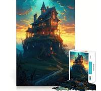 Witch House Jigsaw Puzzles1000 Pieces Cognitive Train Fun Flawless Interlocking Pieces Birthday Gift Brain Teaser Toy (38x52cm)
