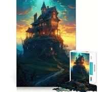 Witch House Jigsaws 1000 Pieces for Adults Memory Boost Game Professional Grade Cutting Heartwarming Gathering Activity (38x26cm)