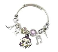 Witch hunter bracelet,k-pops girls bracelets,Adjustable Stainless Steel Open Cuff Jewelry Gift,with Crystal Charms for Women, Fans & Collectors (Purple)