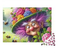 Witch in Flowers 1000pc Thick Cardboard Jigsaw Puzzle for Stress Relief Seekers Christmas Gathering Home Decor Home Leisure Time Social Icebreaker 52x38cm/1000pcs