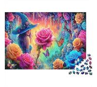 Witch in Rose Garden 1000Pc Jigsaw Puzzles for Adults & Kids Giant Rose with Butterfly Fun And Challenging Family Game | Giftable 52x38cm/1000pcs