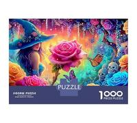 Witch in Rose Garden 1000pc Rainbow Roses Cardboard Puzzle for Gift Recipients Home Leisure Educational Enlightenment Value for Money 70x50cm/1000pcs