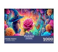 Witch in Rose Garden Adult Puzzle for Decompression: Giant Rose with Butterfly Educational Game Challenge 1000 Piece 38x26cm/1000pcs