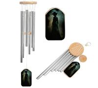 Witch in The Dark Wind Chimes Memorial Deep Tone Windchime with 6 Aluminum Tubes Outdoor Backyard Garden Decoration
