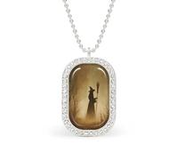 Witch in The Foggy Woods Dark Fantasy Rectangle Pendant Necklace Silver Women Jewelry Alloy Keychain Tag Jewelry