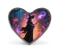Witch in The Mysterious Forest Lapel Pin Heart Metal Brooch Pin with Secure Pinback Fashion Button Badge for Clothing, Hats, Bags Decoration