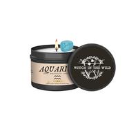 Witch in The Wild Zodiac Candle - Crystal Infused Soy Candle with Elemental Scent - Astrology Gift for Women - Horoscope Candle with Ritual Card - Handmade, Vegan, 120ml (Aquarius)