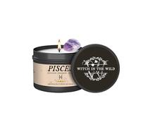 Witch in The Wild Zodiac Candle - Crystal Infused Soy Candle with Elemental Scent - Astrology Gift for Women - Horoscope Candle with Ritual Card - Handmade, Vegan, 120ml (Pisces)