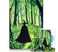 Witch in The Woods Watercolor Painting Adult Jigsaw1000 Pieces Memory Skill Fun Stable Fit No Shifting Parts Compact Fun for Family Game Time (38x52cm)