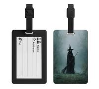 Witch in The Woods with Broom Dark Fantasy Luggage Tag Travel Bag Suitcase Baggage Name Tags