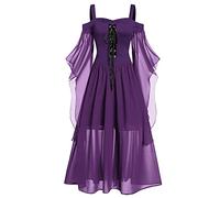 Witch & Jailbird Costume - Women's XL Corset Dress, Red Day of The Dead Scream Outfit